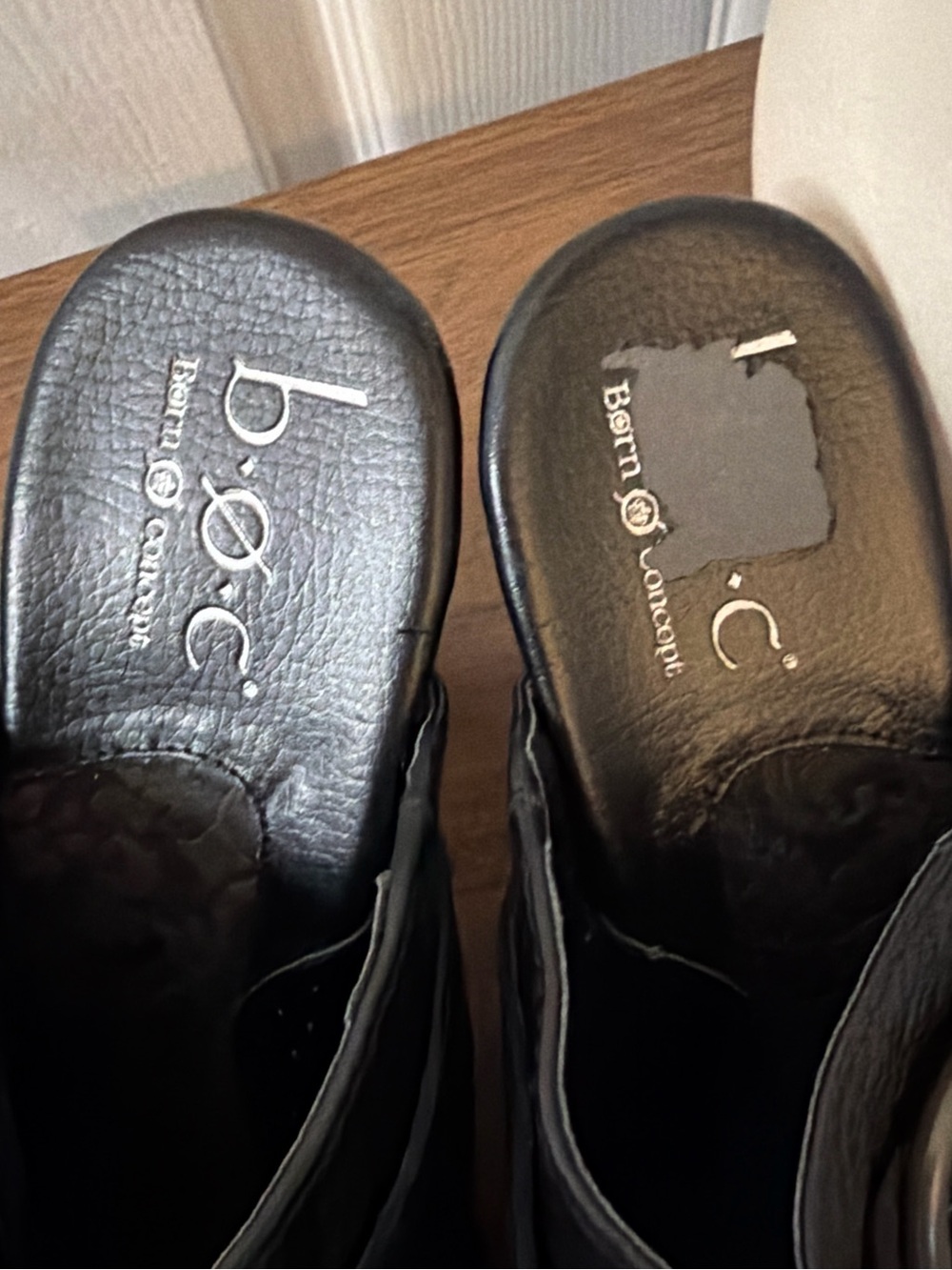 b.o.c. Born Concept Black Leather Buckle Mule Clogs Heeled Slip-On Shoes Size 9 - Picture 8 of 8